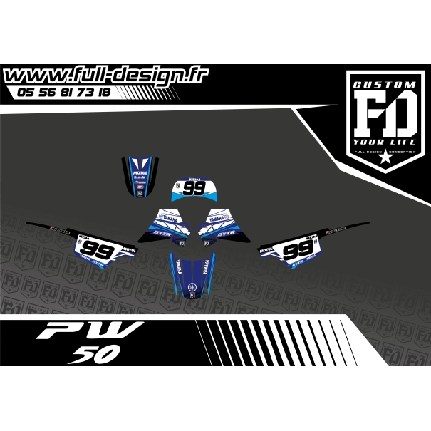 Kit Déco Yamaha 50 PW Race CYAN