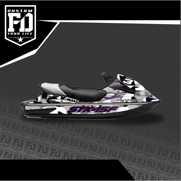 Kit Déco Jet Ski Kawasaki 15F Camo Purple