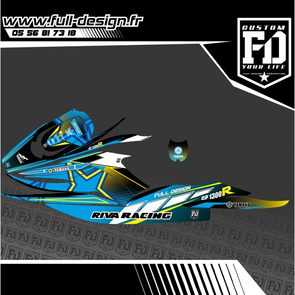 Kit Déco Jet Ski Yamaha GP1300 2001 STAR Cyan