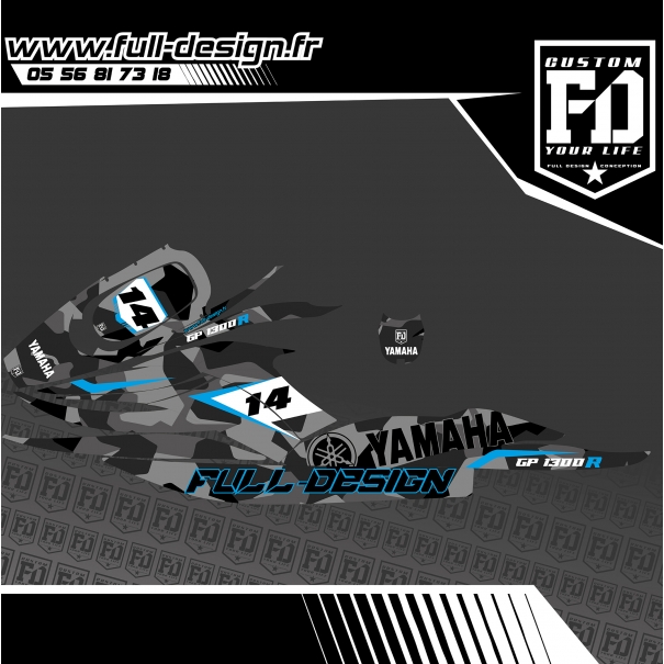 Kit Déco Jet Ski Yamaha GP1300 2001 Camo Black