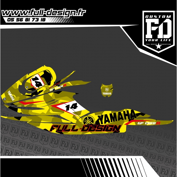 Kit Déco Jet Ski Yamaha GP1300 2001 Camo Yellow