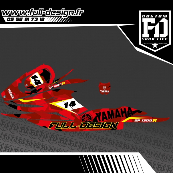 Kit Déco Jet Ski Yamaha GP1300 2001 Camo Red